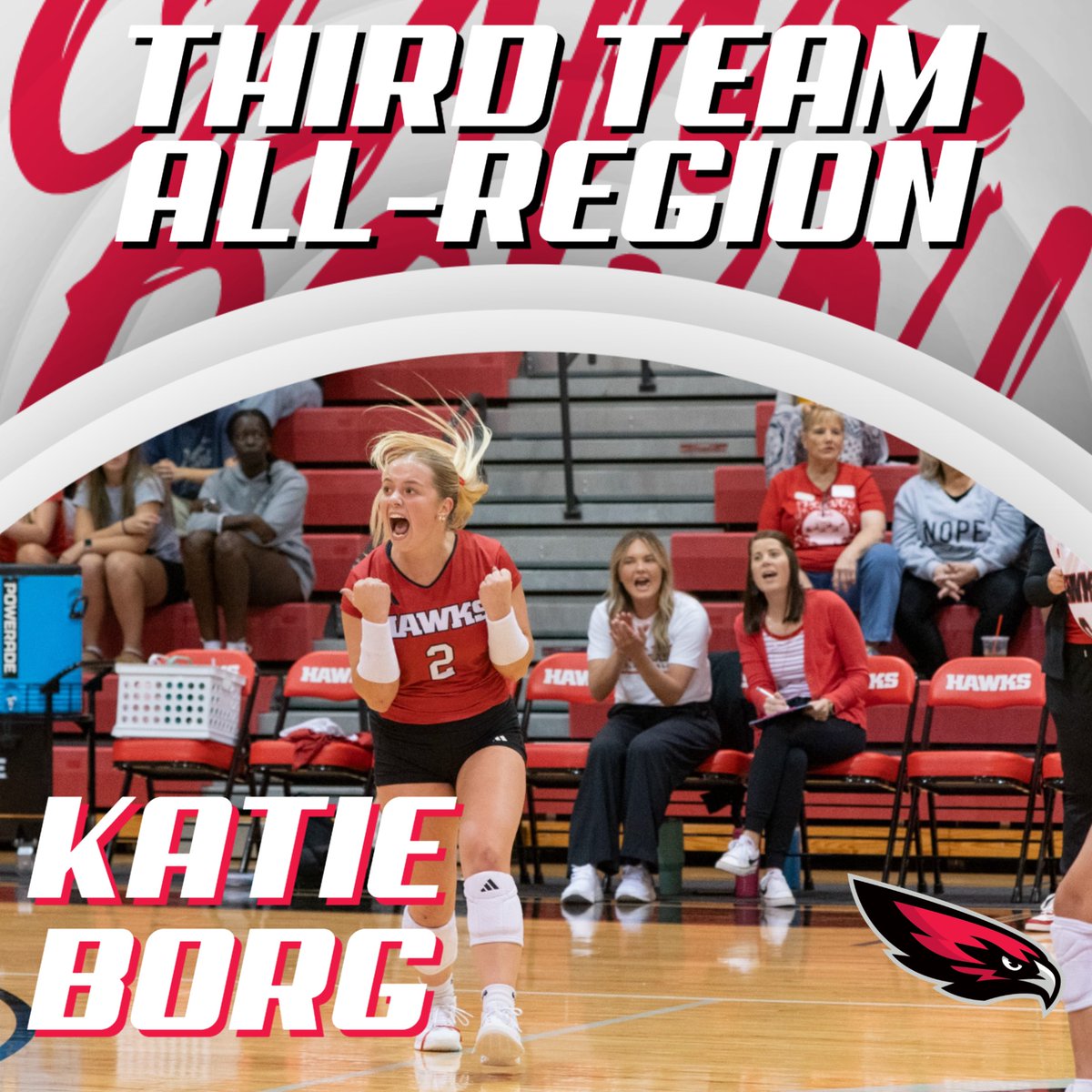 𝙏𝙃𝙄𝙍𝘿 𝙏𝙀𝘼𝙈 𝘼𝙇𝙇-𝙍𝙀𝙂𝙄𝙊𝙉! 🎉

Congrats to Katie Borg for being named Third Team All-Region!

#ClawsDown | 🔴⚫️⚪️🏐