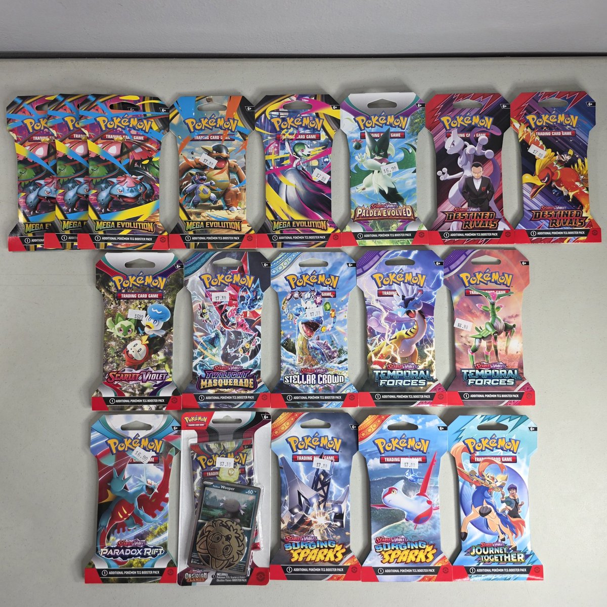 GGSoFly's tweet image. I didn't find any Phantasmal Flames products in stores around me yet but I did find these other Pokemon TCG Booster Packs today!