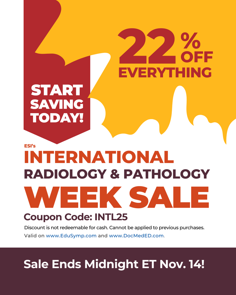 Edusymp's tweet image. Learning never stops, and neither do we. 🌍

From live meetings and cruises to streaming courses, ESI CME keeps Radiologists and Pathologists at the forefront of discovery.

See what’s new in medical education and save 22% off all CME products sitewide through tomorrow at…