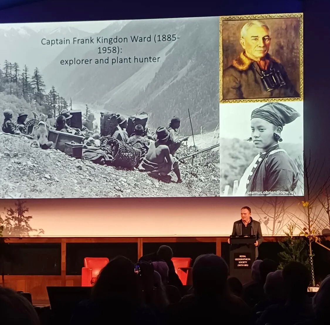 TreeRegister's tweet image. An excellent evening at the @RGS_IBG last night.

Seamus O’Brien’s talk on explorer &amp;amp; plant hunter Frank Kingdon Ward captivated guests with tales from India to the Himalayas.

A rare treat to view the RGS’s botanical art collection too.

hanks to our sponsor @BarchamTrees 🌳