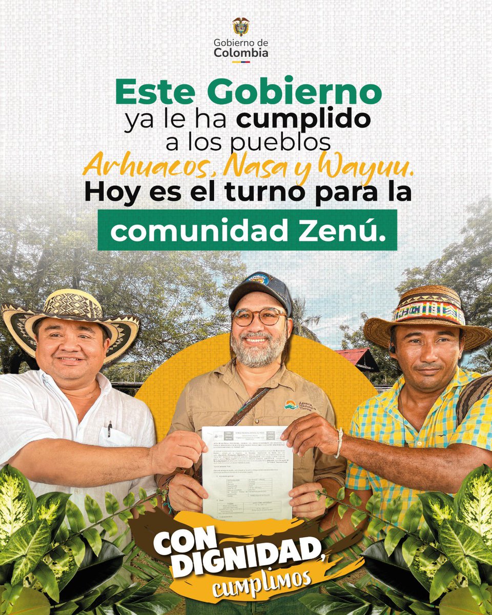 GiLopez23's tweet photo. En el Gobierno de @petrogustavo , ya hemos entregado 110.000 hectáreas de tierra a poblaciones étnicas.

Un proceso que se enmarca en el compromiso  del Cambio con la garantía de derechos territoriales. ¡Lo dijimos y #ConDignidadCumplimos! https://t.co/XSohKtxkn5
