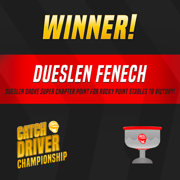 CatchDriverGame's tweet image. The winner of the Catch Driver Championship is Dueslen Fenech! 

Dueslen drove Super Chapter Point for Rocky Point Stables to victory!

Want to be featured in the CD Championship? Play Pro Series! See you next season!