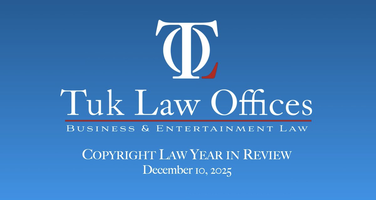 I hope you can join me on December 10th via Zoom for the definitive review of US Copyright litigation all in one clean 75 minute package!  Click through for the sign up information:

tuklaw.com/tlostore/copyr…
