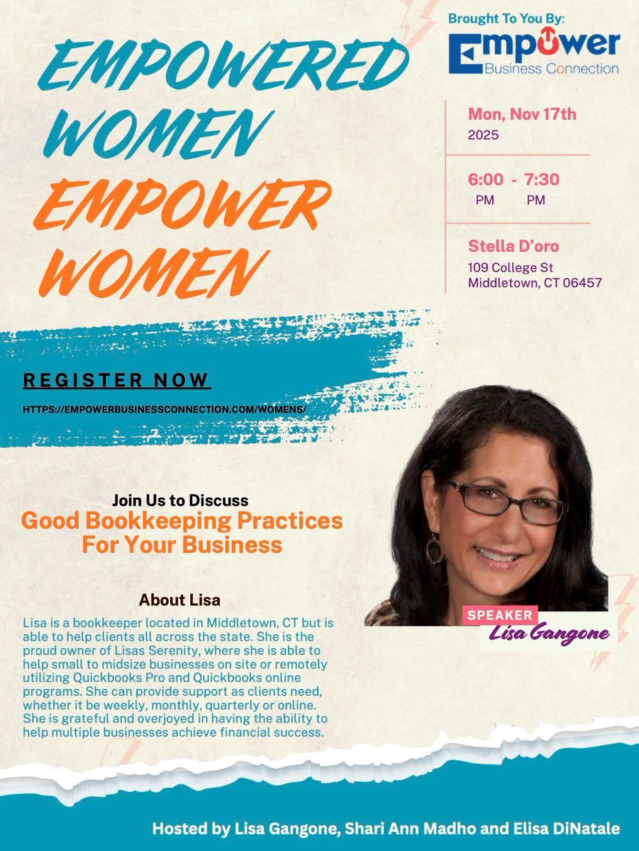 Women in business: join us Mon, Nov 17 at 6 PM at Stella D’oro, Middletown for Empower Women’s Network. Build your growth community. Register now.
empowerbusinessconnection.com/womens/