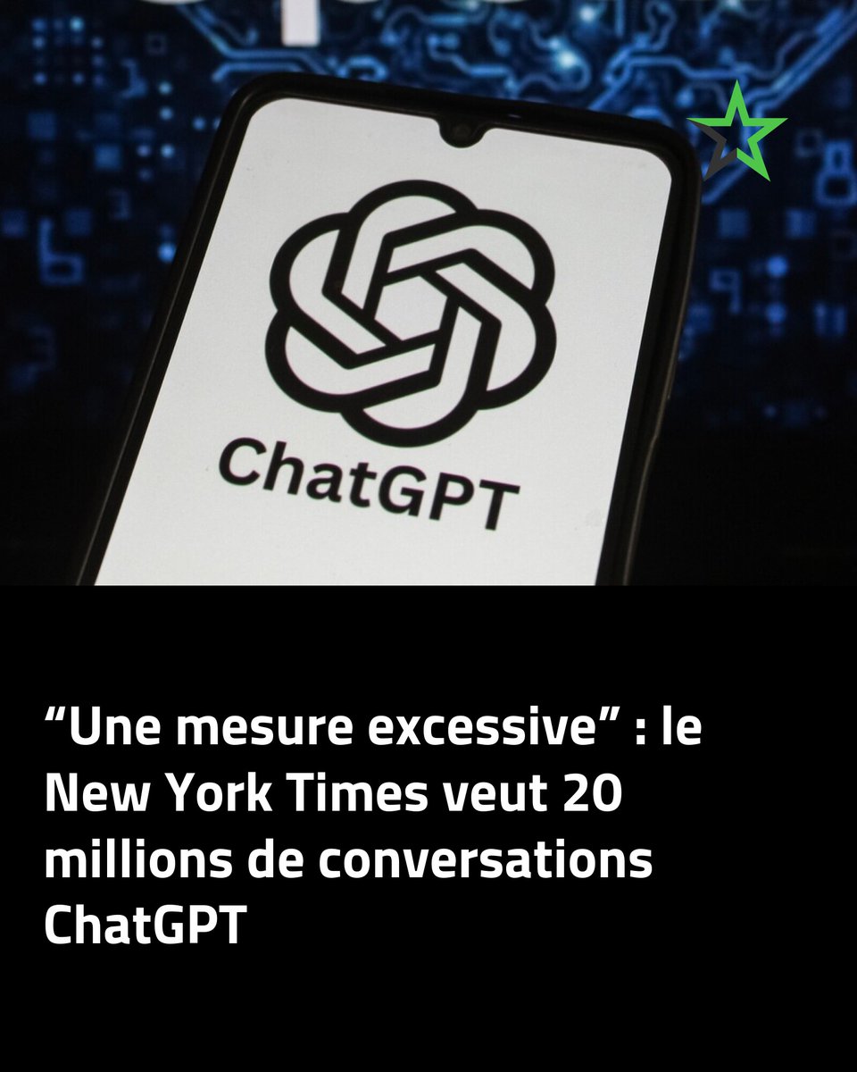 NY Times vs ChatGPT : une demande polémique ? 📄 👉 l.lesnumeriques.com/vvm