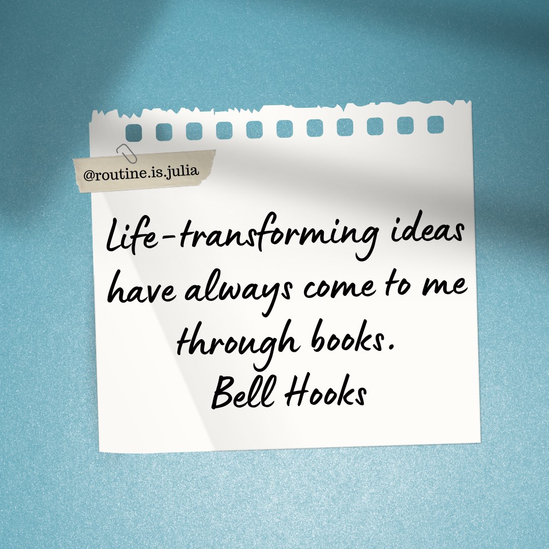 julia_routine's tweet image. 🌿 
삶을 변화시키는 아이디어들은 
언제나 책들을 통해 나에게 왔다.
- 벨 훅스 -