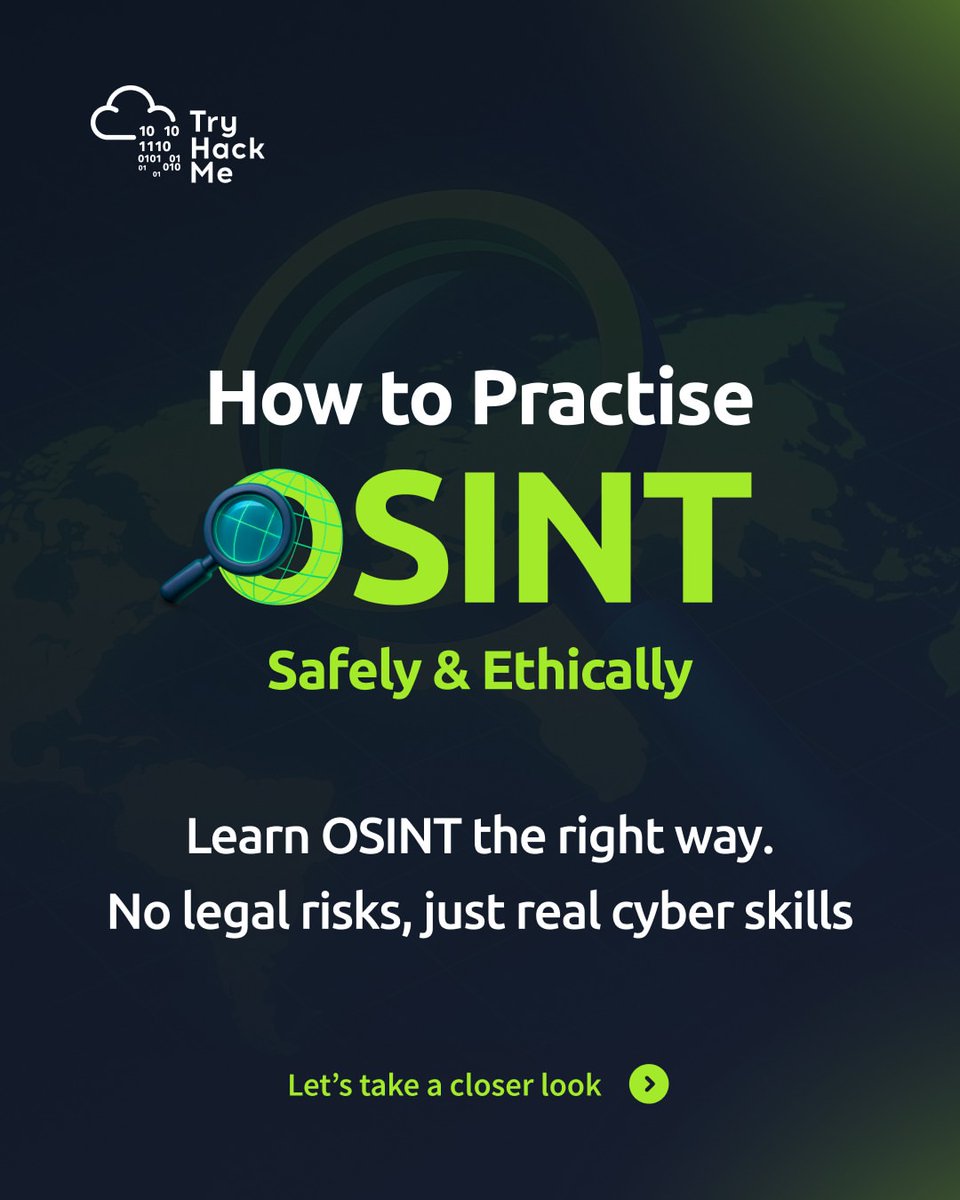 Anastasis_King's tweet image. How to Practice OSINT 🔍🕵️‍♂️

Build your OSINT skills by investigating publicly available data using safe, legal methods. 

🔖 #OSINT #OpenSourceIntelligence #CyberSecurity #Infosec #ThreatIntel #EthicalHacking #ResearchSkills