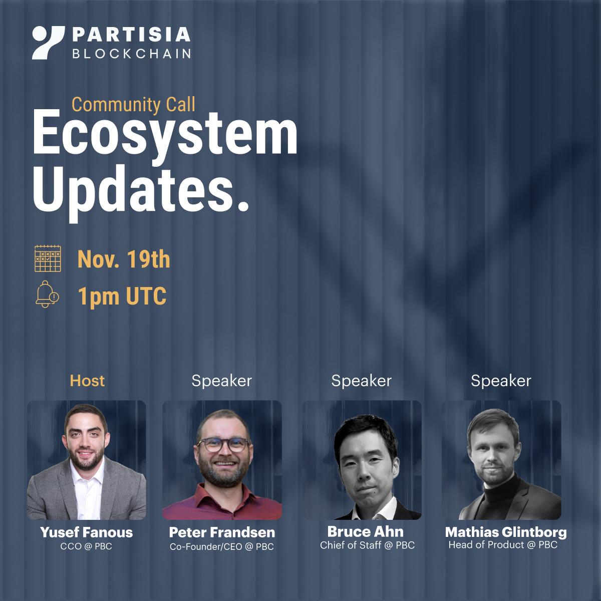 partisiampc's tweet image. We’re hosting a Community Call to discuss Ecosystem Updates. 

This session will be an open, insightful conversation so come ready with your questions and thoughts to share.

Host: @Yusef_Fanous 
Speaker: @partisiacto  
Speaker: @Bruce_PBC  
Speaker: Mathias Glintborg

Details…