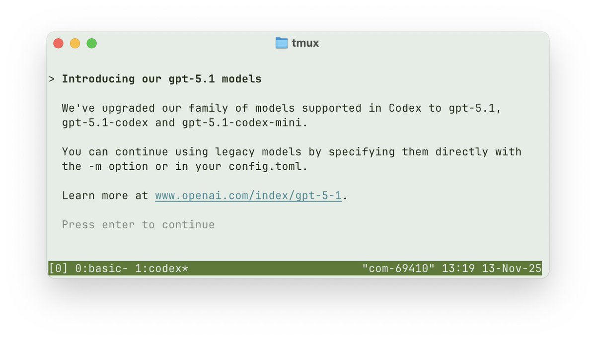 embirico's tweet image. Today, new models in Codex 🎉
- gpt-5.1-codex — best for codex mac &amp;amp; linux
- gpt-5.1-codex-mini — 4x more cost-efficient
- gpt-5.1 — best for codex on windows