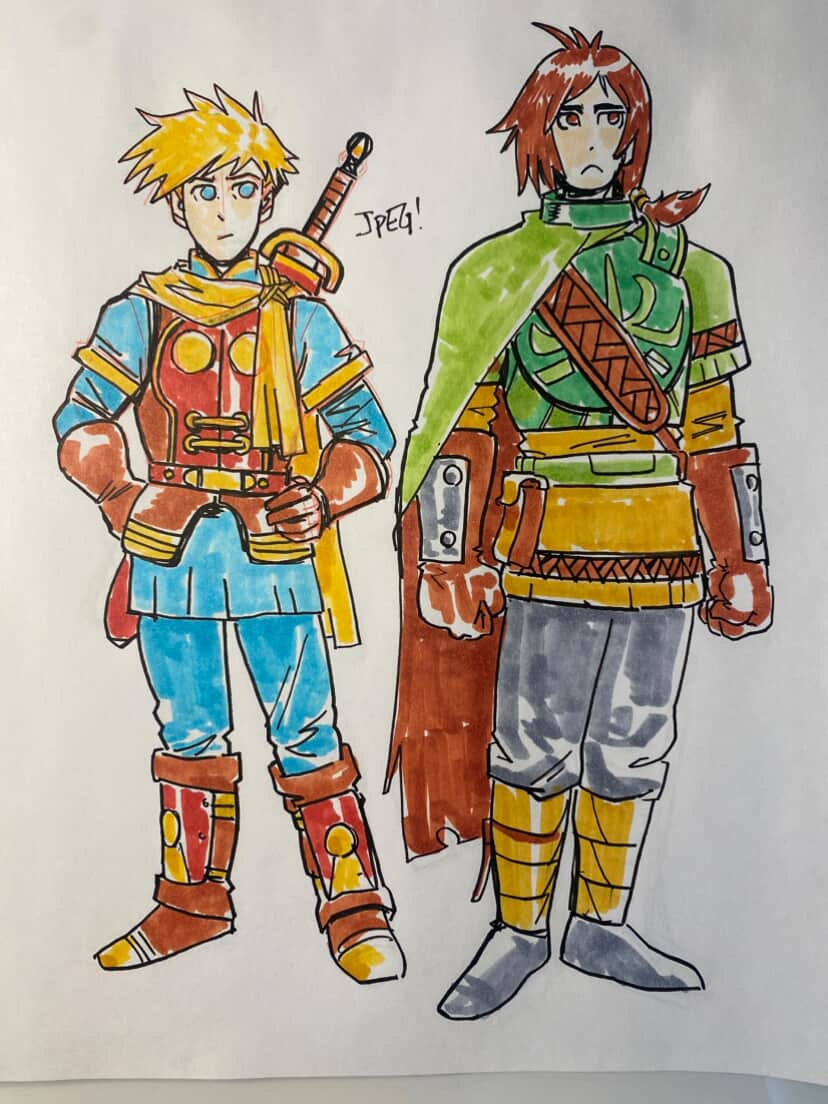 I replayed Golden Sun/The Lost age for the first time in uh...I don't want to say 20 years, but...

I wanted to do a fanart piece as a warmup but realized that the character art is largely millenium-era anime nonsense, So I did some soft redesigns of Felix and Isaac for fun