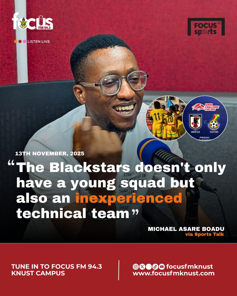 focusfmknust's tweet image. "The Black Stars doesn't only have a young squad but also an inexperience technical team" - @MrBoadu of Sporty FM on Sports Talk.

#focussports #sportstalk