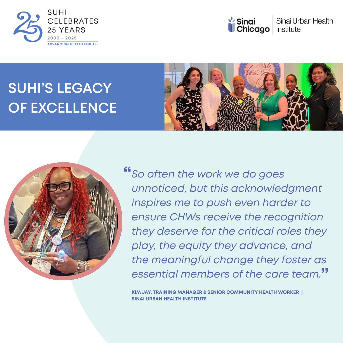 SUHI’s work has been recognized nationwide for 25 years of innovation and impact. See the legacy of excellence in our 25th Anniversary Impact Report: suhi.sinaichicago.org

#SUHI25 #PublicHealthLeadership #InnovationInEquity