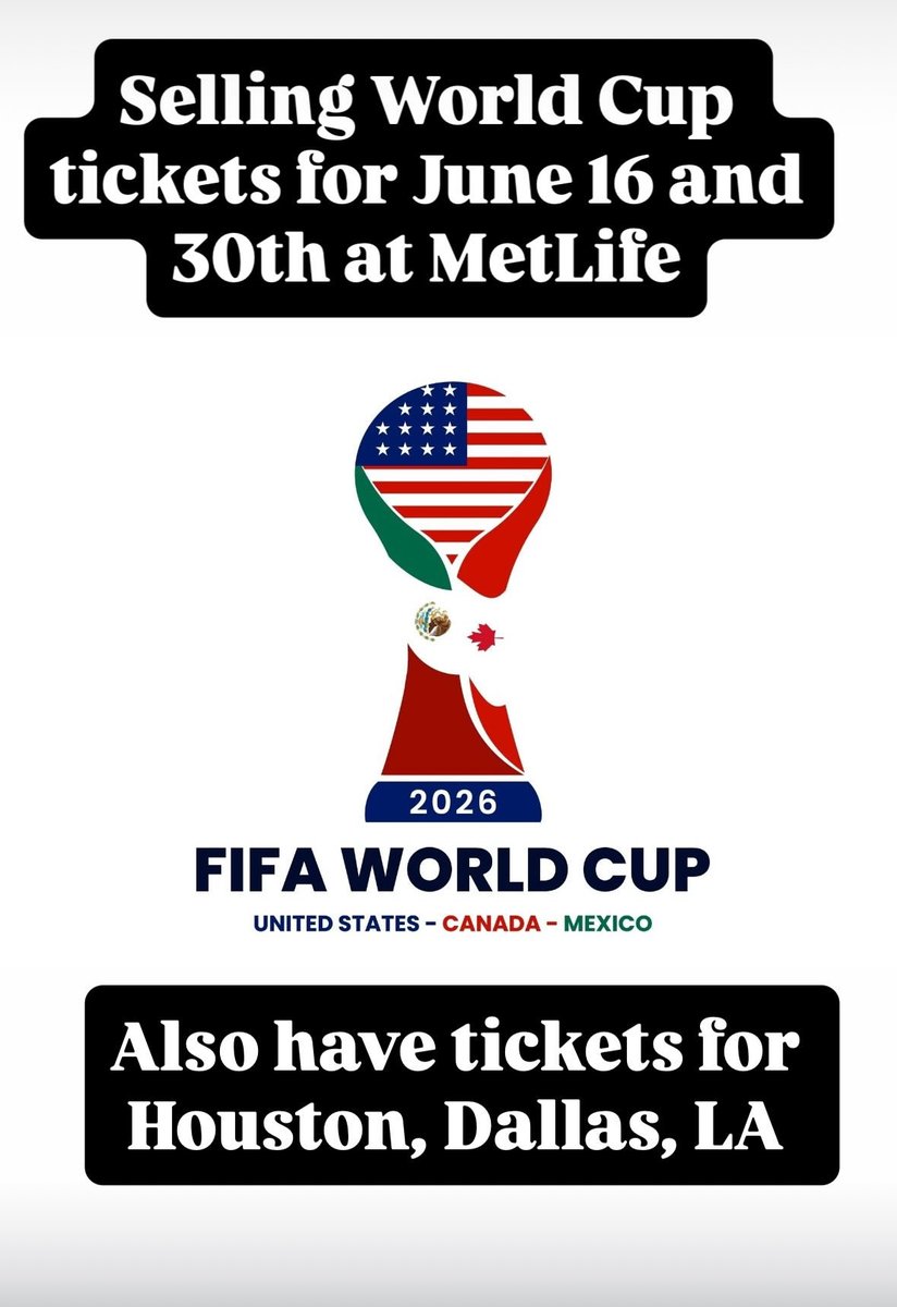 Have some World Cup tickets for sale, let me know if anyone is interested. (Can get vouches if need). Category 1 and 2 seats