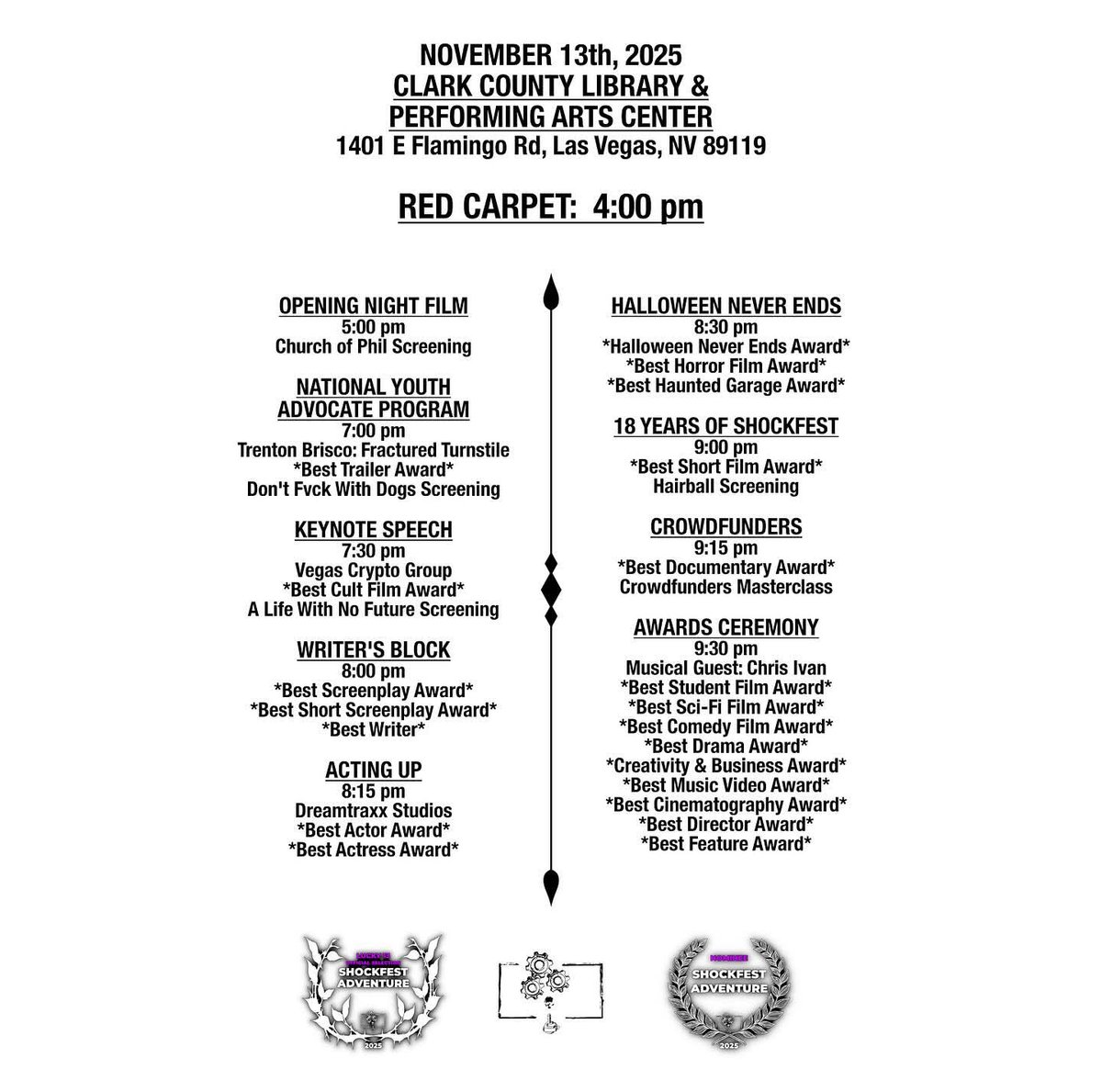 Cheer on Church of Phil tonight as we open the final Shockfest Adventure in Las Vegas! 
shockfestadventure.com