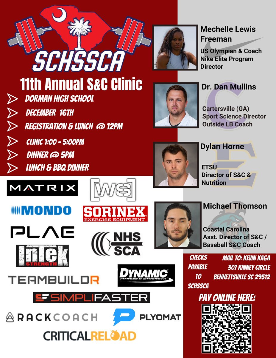 SC Coaches! Make sure you register!
<a href="/SCHSSCA_sc/">SCHSSCA</a> 
<a href="/KoachKnight/">Garrett Knight</a> 
<a href="/hdabernethy/">David Abernethy 🇺🇸</a> 
<a href="/cdantzler16/">Chris Dantzler</a> 
<a href="/CriticalReload/">Michael Bewley</a>