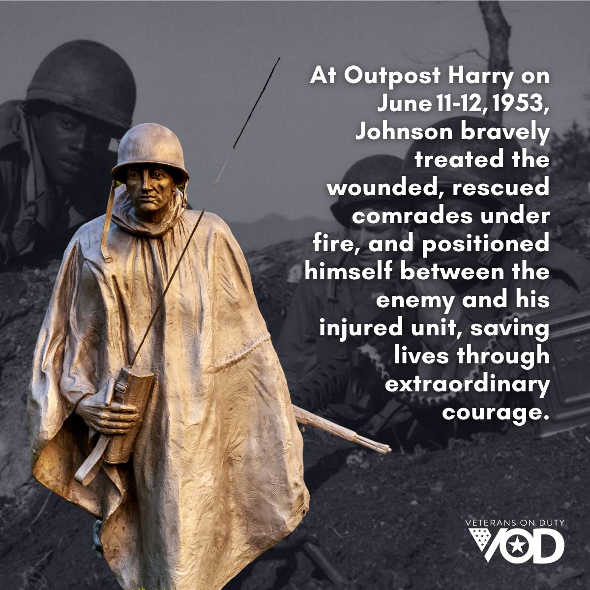 VeteransOnDuty's tweet image. Today, we celebrate the extraordinary heroism and bravery of Pfc. Charles R. Johnson.

#VOD #VeteransDay #DefendingFreedom #DefiningAmerica #VeteransThatShapedUs