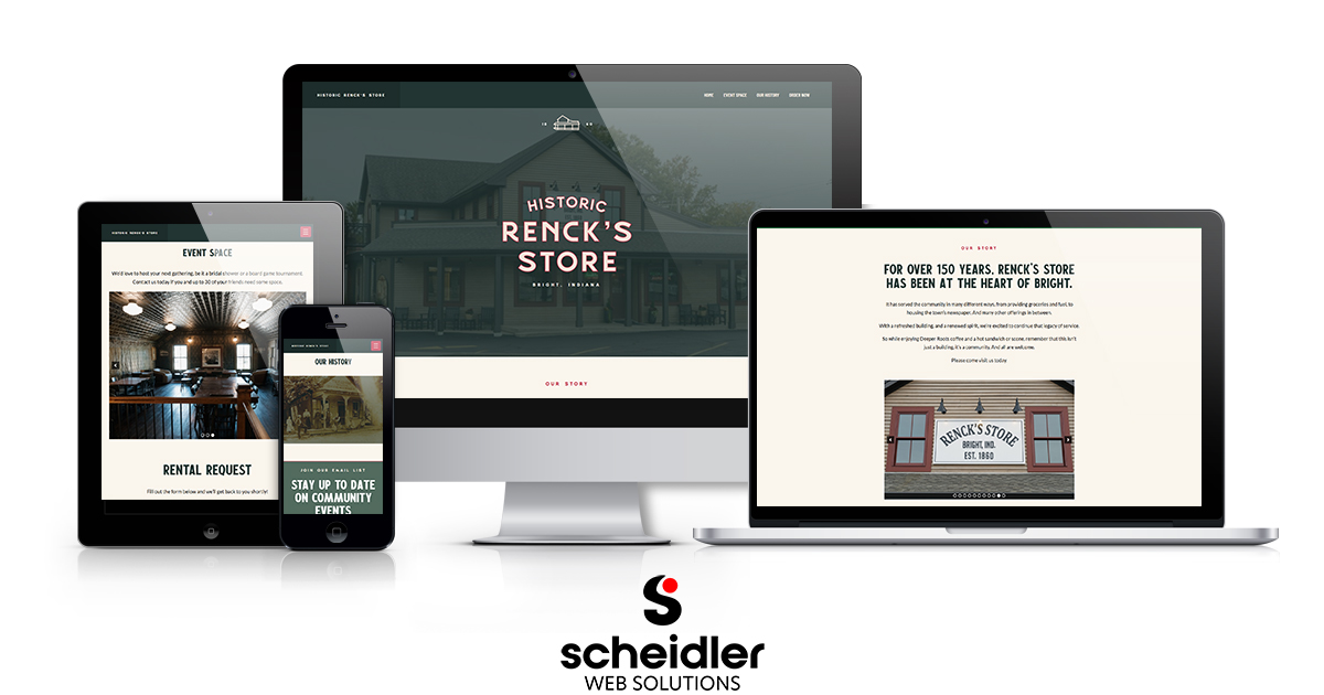 ScheidlerWeb's tweet photo. Thank you to Historic Renck's Store in Bright, Indiana for choosing us to create their new #WordPress website! https://t.co/tCbv5BX9sm https://t.co/ldCgffO4K9