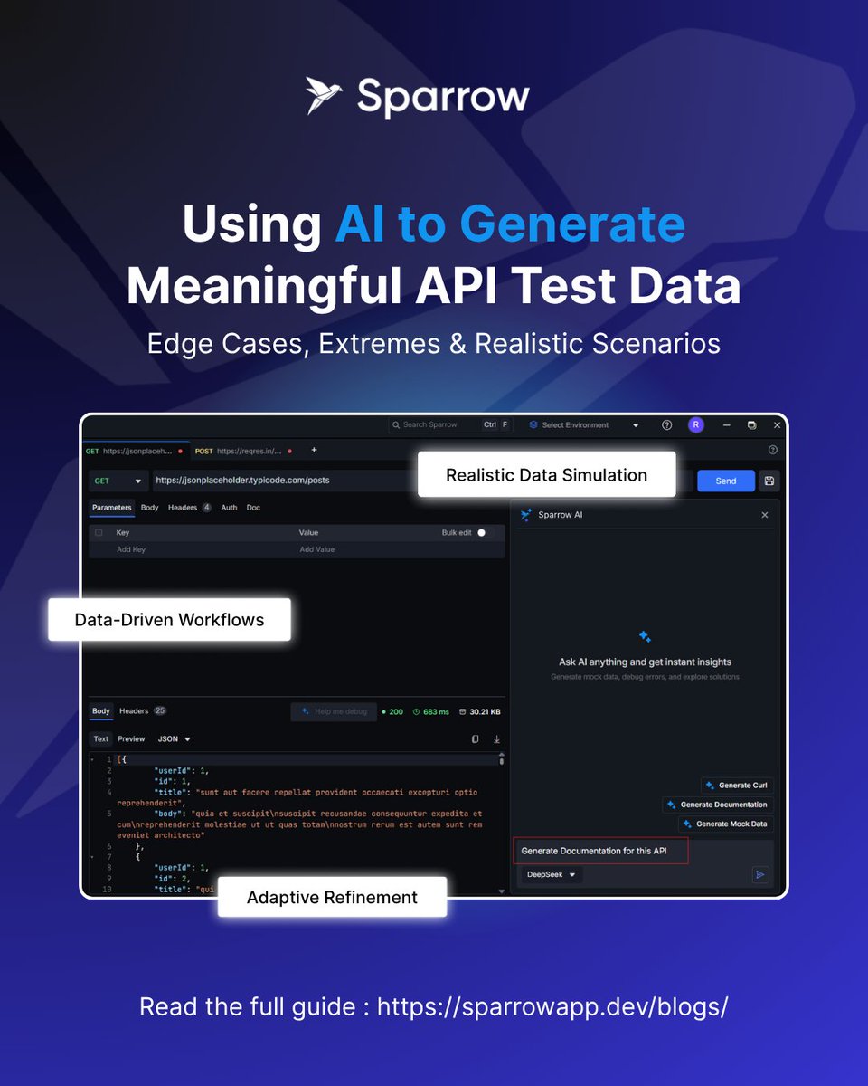 Sparrow_API's tweet image. 🧩Still crafting API test cases manually — and missing the weird edge cases that cause real failures?

See how Sparrow’s AI-powered test-data generation creates diverse, meaningful inputs automatically.📷

sparrowapp.dev/blogs/Using-AI… 

#apisecurity #softwaretestingtips #developertech