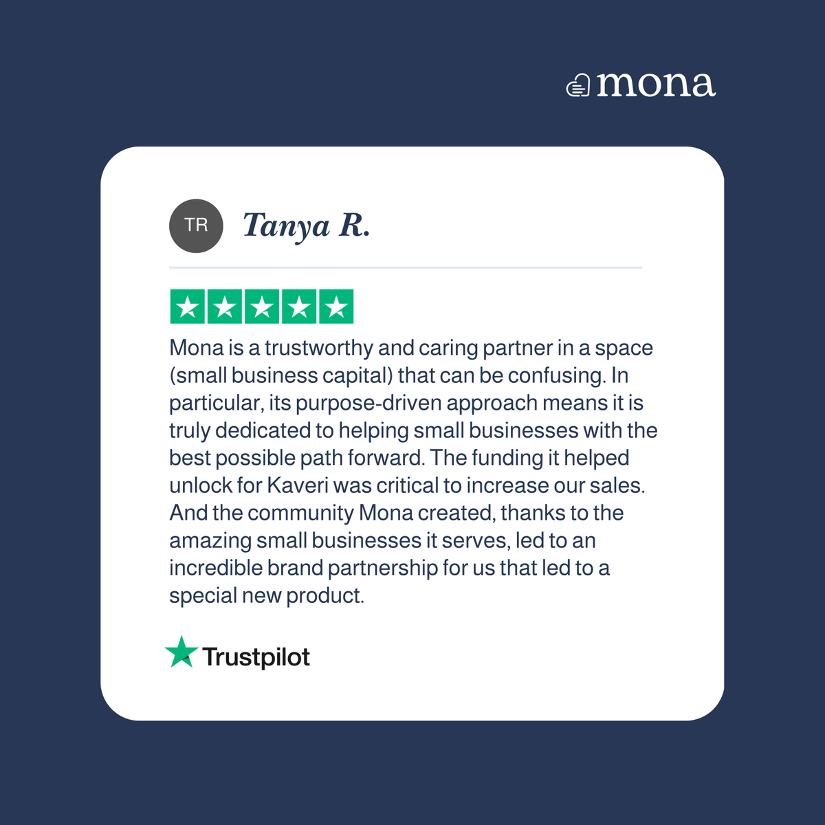 monaventuresco's tweet photo. “Mona’s purpose-driven approach means it’s truly dedicated to helping small businesses find the best path forward.”

We’re grateful for partners like Kaveri, whose growth and creativity remind us why we do what we do. 🙌 

#SmallBusiness #Entrepreneurs https://t.co/RO27wbAN30