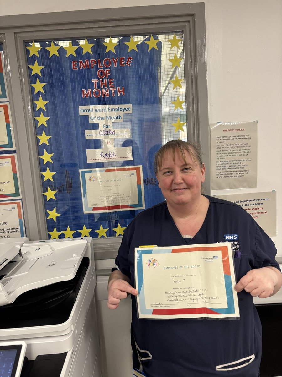 October’s employee of the month is one of our lovely Sister’s - Katie 🎉❤️ Katie keeps morale high on the ward, especially with her singing and dancing which never goes unappreciated 💃🏻