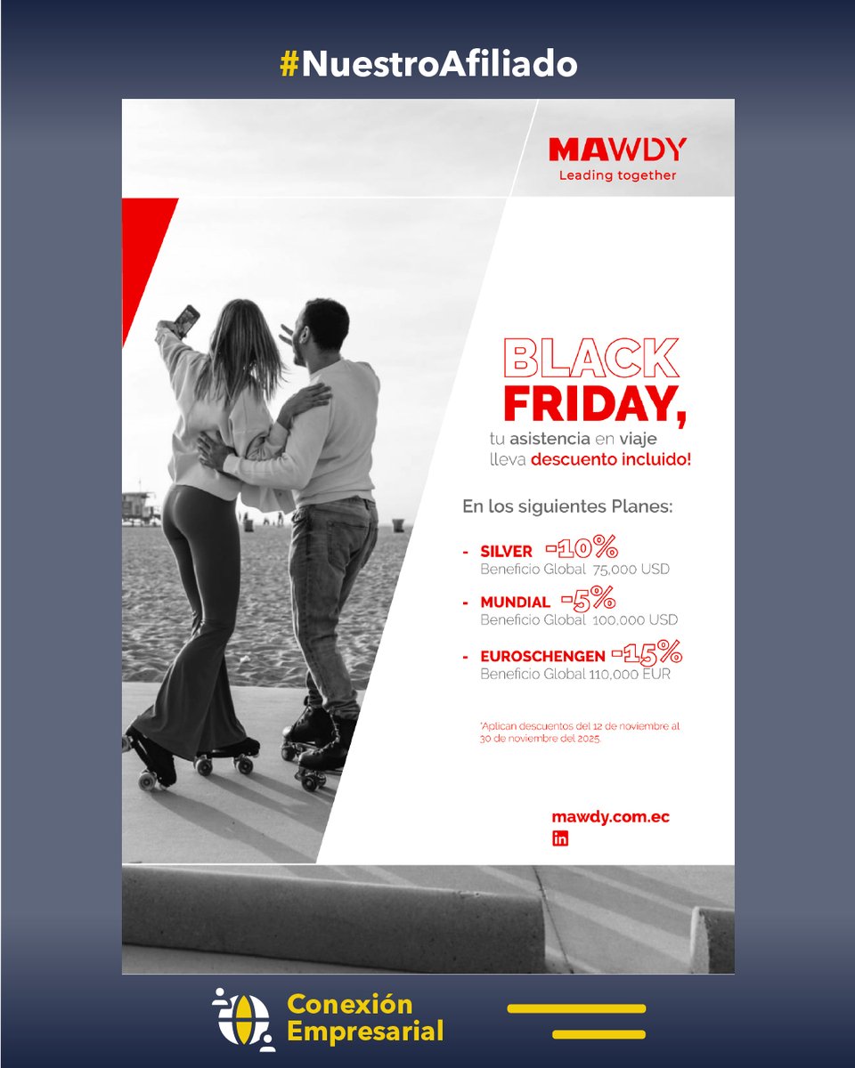 ✈️ ¡Tu viaje comienza con ahorro este Black Friday!
Nuestro afiliado <a href="/MawdyAssistance/">MAWDY</a>  te invita a aprovechar las mejores promociones del mes.
Durante noviembre podrás acceder a descuentos especiales en sus planes y servicios.
💼 No pierdas esta oportunidad