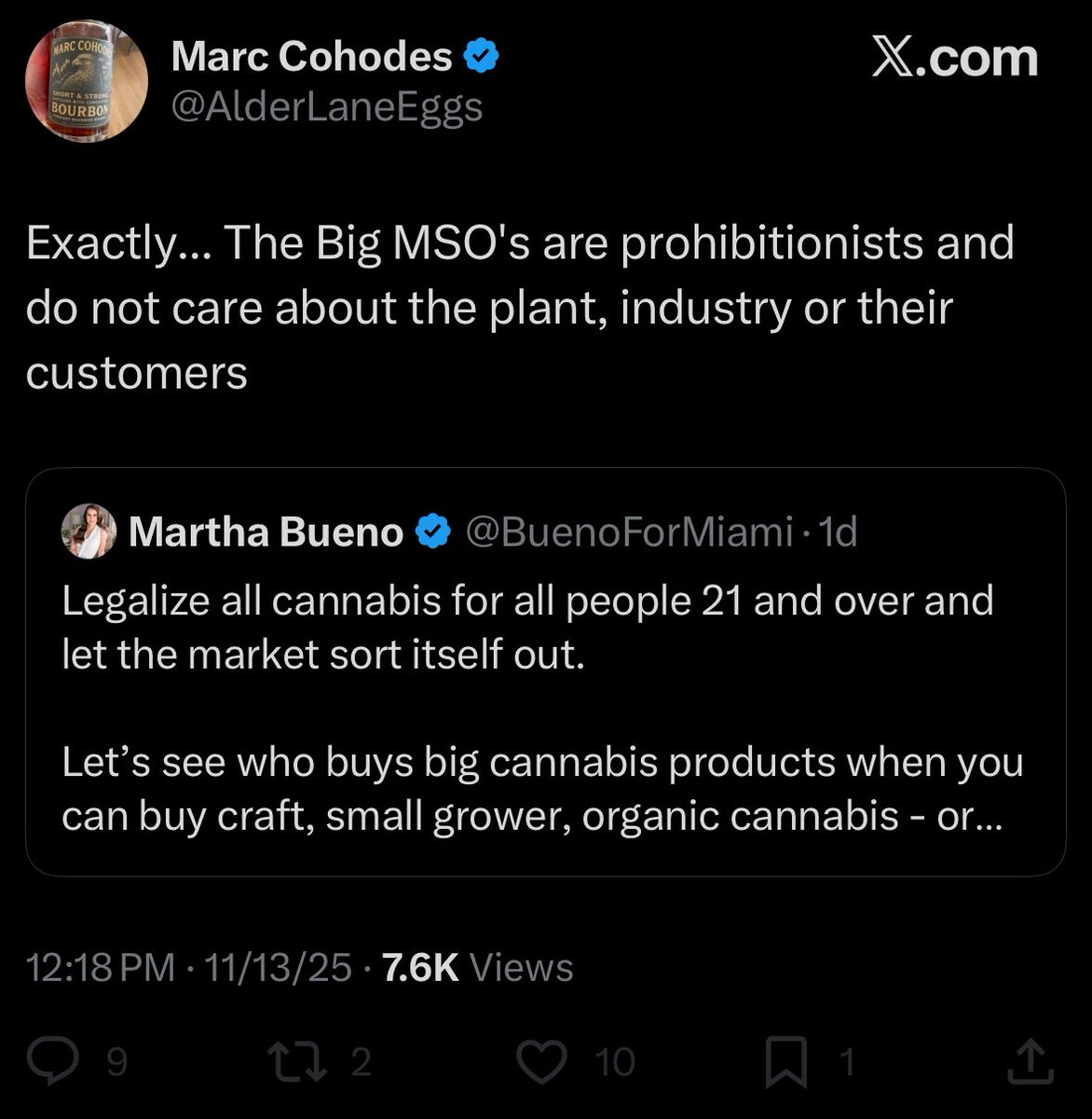 You know you are clueless when you are quoting Martha Bueno who opposed Amendment 3 and adult-use legalization in Florida and told people to smoke THCa flower

Most of that hemp THCa weed has pesticides

Perhaps something else is going on?

Where is that Florida THCa coming from?