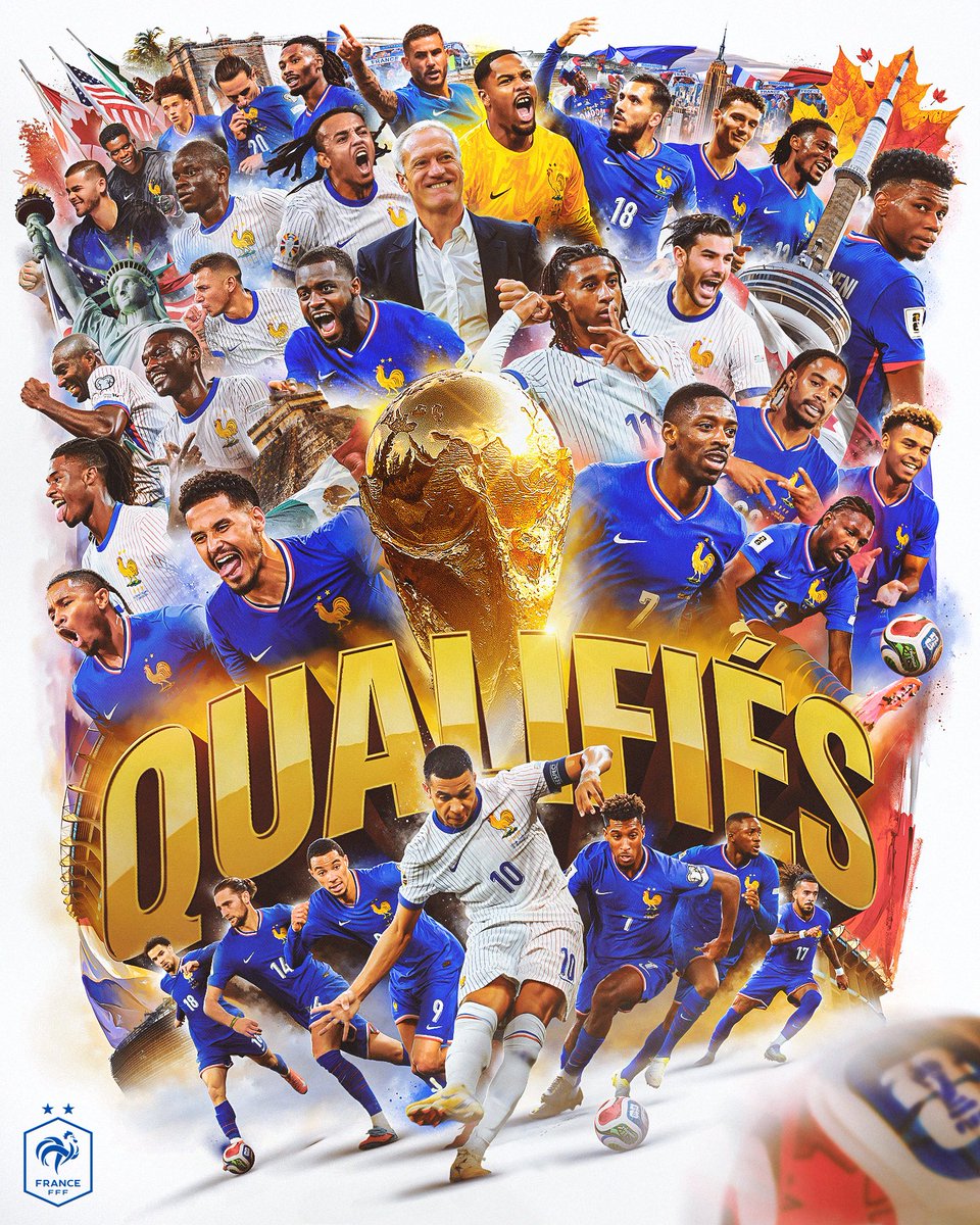 𝐃𝐈𝐑𝐄𝐂𝐓𝐈𝐎𝐍 𝐋𝐀 𝐂𝐎𝐔𝐏𝐄 𝐃𝐔 𝐌𝐎𝐍𝐃𝐄 𝟐𝟎𝟐𝟔 🌎🏆 
Les Bleus s’imposent 4-0 face à l’Ukraine et se qualifient pour le mondial 🔥🔥🔥

🔜🇺🇸🇨🇦🇲🇽