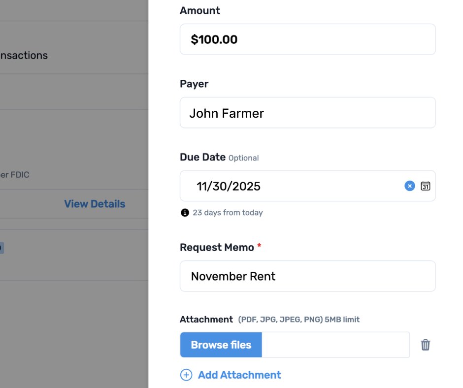 Connect and transact seamlessly with other wallet users.

You can:
☑️ Add attachments (up to 5 files like invoices in JPEG, PDF, or PNG)
☑️ Set due dates to keep payments on track

These updates make it easier to give context &amp; streamline payments with other wallet users.
