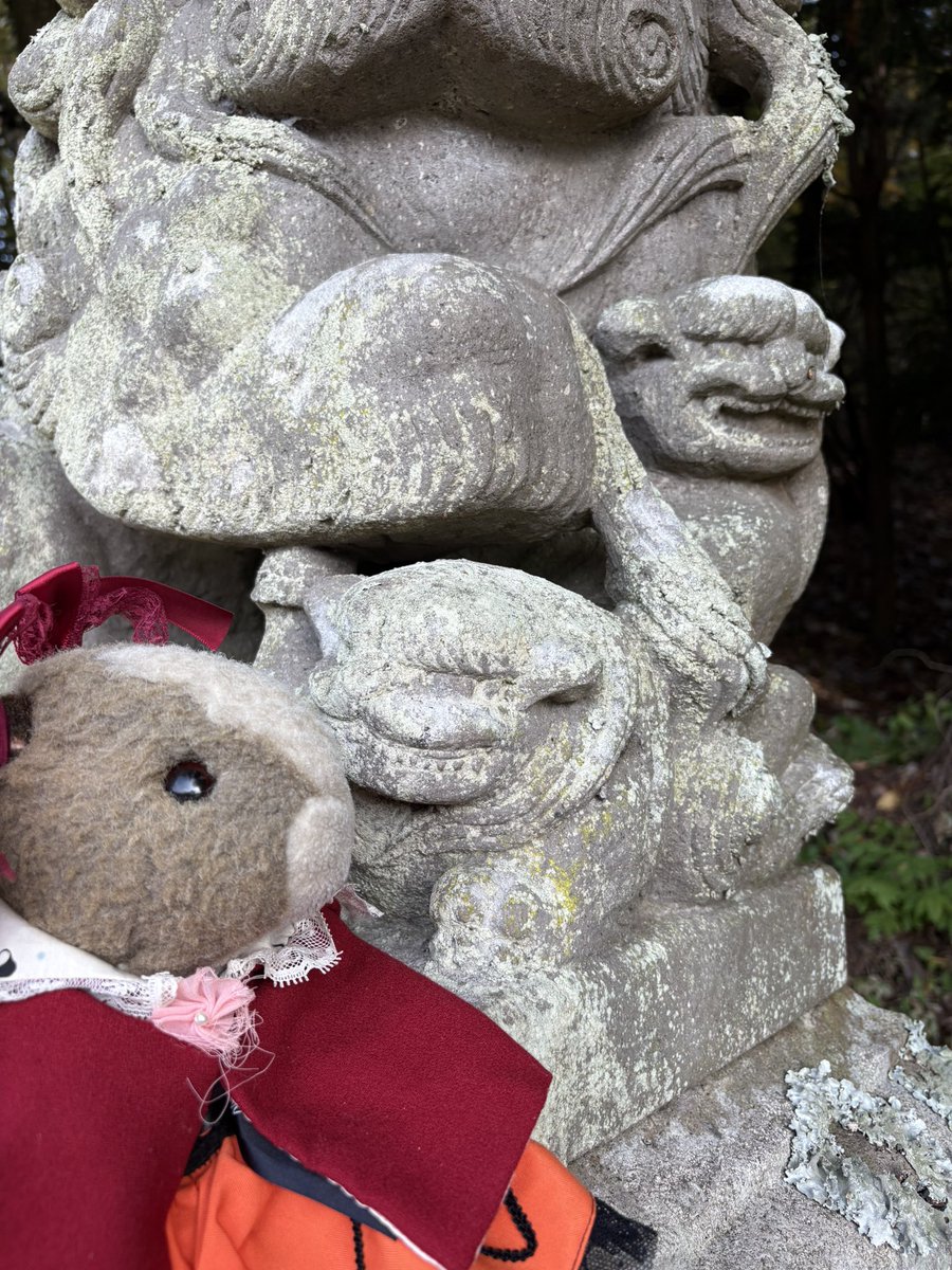 いちごの狛犬 近津神社の狛犬さん 昭和11年 野田平業さん刻。道路すぐだから見つけ