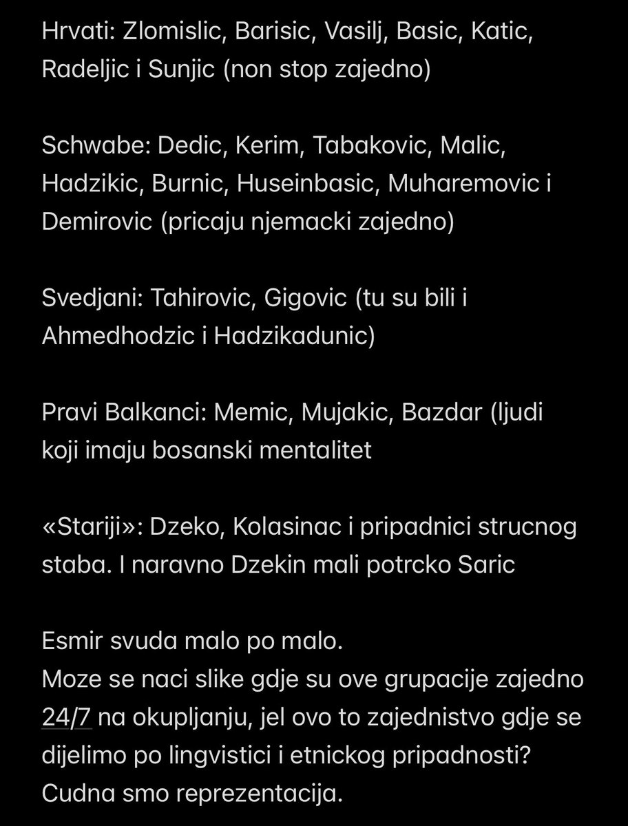 fildzanviska's tweet image. Grupacije/sekte u 🇧🇦 reprezentaciji idu ovako:
