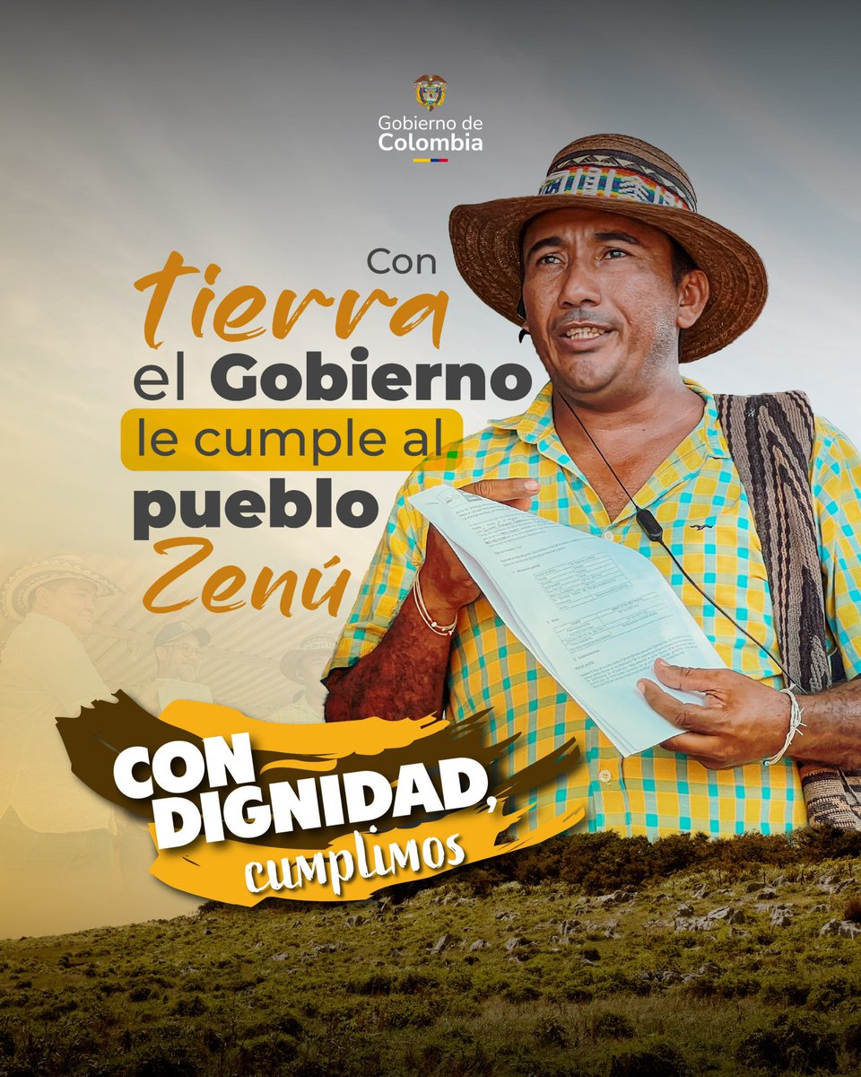 GiLopez23's tweet photo. Más de 5.000 integrantes del pueblo Zenú están hoy junto a sus autoridades tradicionales, para presenciar la entrega de 466 hectáreas de tierra de gran significado histórico, cultural y espiritual para el Caribe  colombiano. #ConDignidadCumplimos https://t.co/VK6Em9FNXG