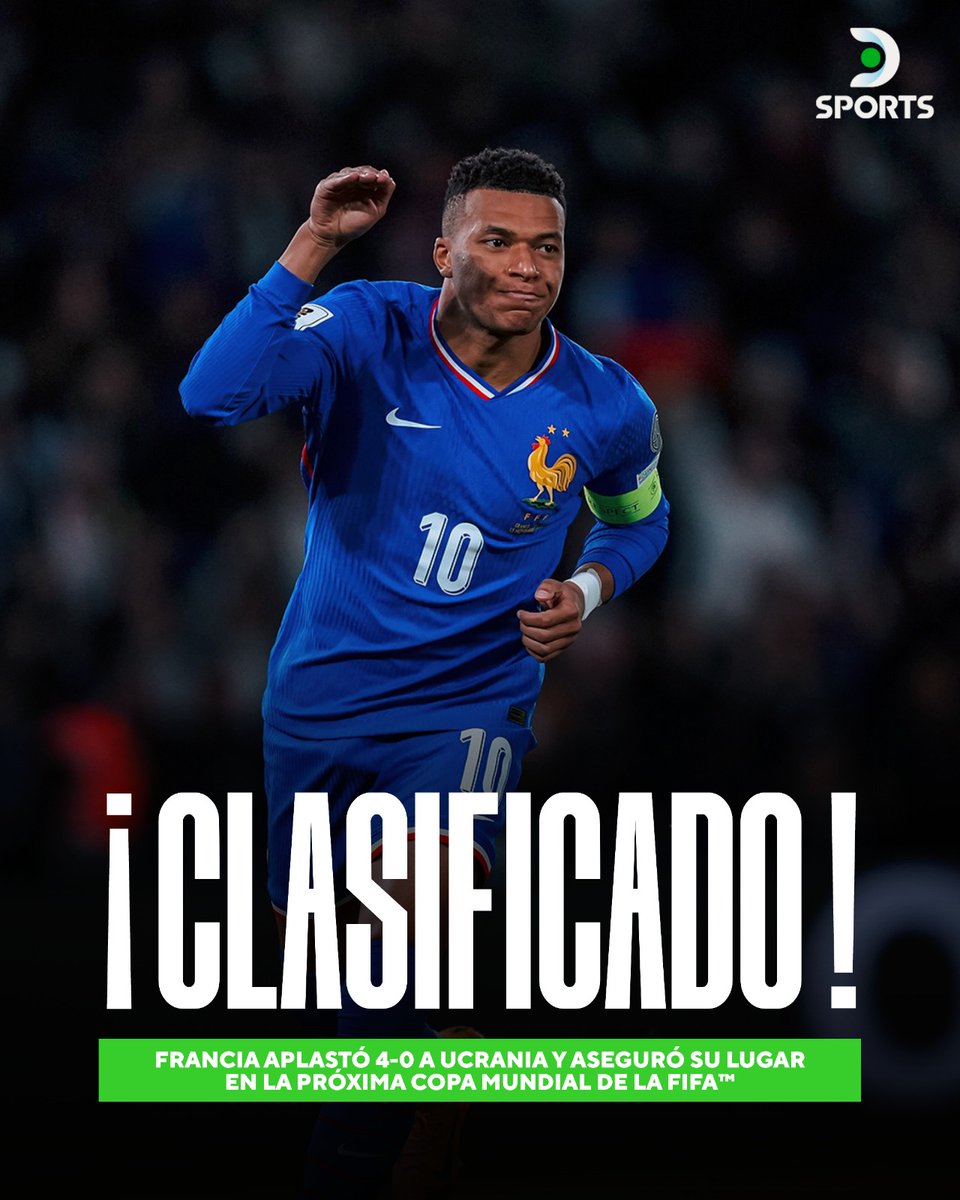 DE LA MANO DE MBAPPÉ: FRANCIA GOLEÓ Y JUGARÁ LA PRÓXIMA COPA MUNDIAL DE LA FIFA™ 🇫🇷🏆

🔥 El subcampeón del mundo derrotó 4-0 a Ucrania y disputará una vez más la cita máxima, a celebrarse en Canadá, Estados Unidos y México. 

⚽ El delantero de Real Madrid marcó por duplicado,