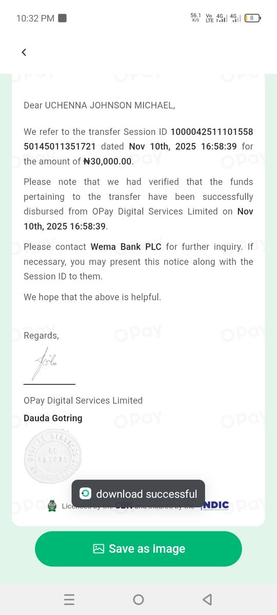 ucmichael02's tweet photo. @wemabank 
I recharged 30,000 through Energypay, but EEDC is claiming that the payment did not reach them. I contacted Opay, and they said the money is with you At this point I don’t know who to believe anymore. Please help me resolve this issue. The meter number is 0101160365736 https://t.co/ybT97EF6PF