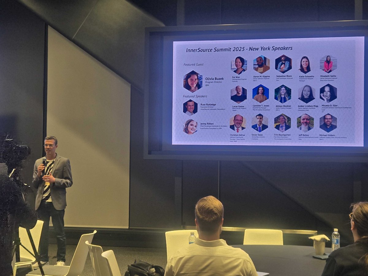 InnerSourceOrg's tweet image. Last but not least, we have our very own Executive Director, Russell Rutledge, giving a closing address to the #InnerSourceSummit2025! 🥳 👏

Join us as we close the Summit with gratitude, inspiration, and a renewed commitment to the future of InnerSource. 🙏