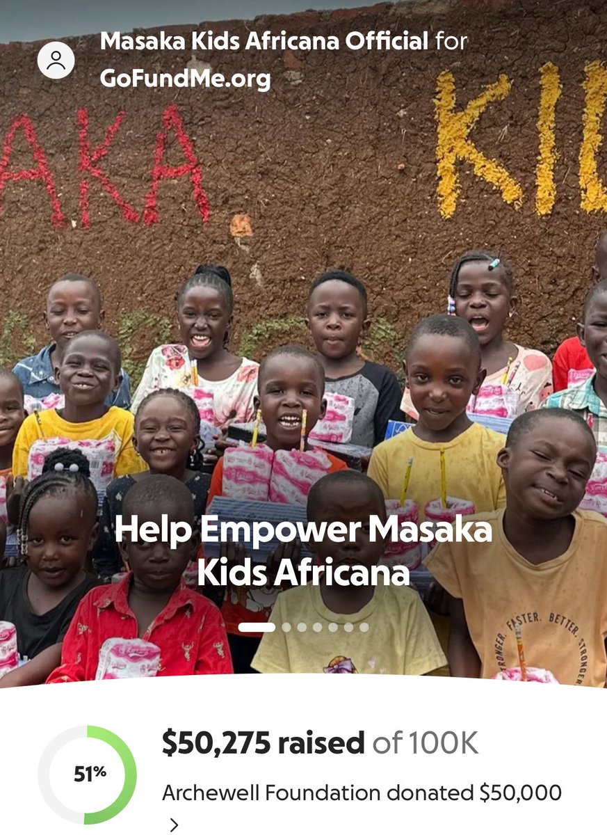 ZandiSussex's tweet photo. For those who’ve asked how to support the Masaka Kids, here’s a GoFundMe for the group. Thank you to Archewell Foundation for their generous donation of $50,000.👏 Documentary lands on #Netflix 9th December - can’t wait!🎉

Donation link 👉 https://t.co/MlKC58vfcC

#ShowUpDoGood https://t.co/0qEVmqfFg1