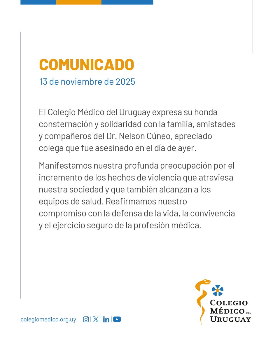 Comunicado del Colegio Médico del Uruguay ante los hechos ocurridos en el día de ayer.