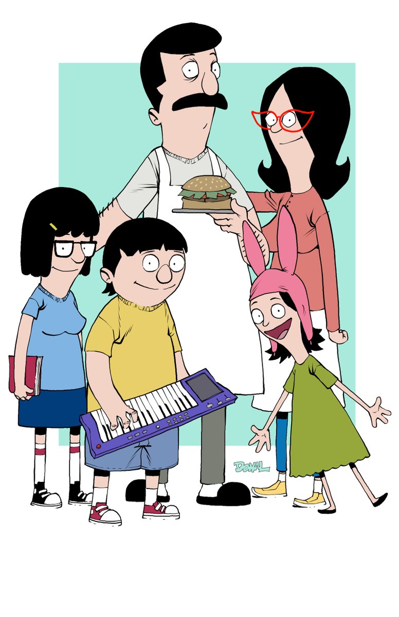 Wife asked me to draw the cast of Bob's Burgers in my style, so I did it as a quick warm up today.