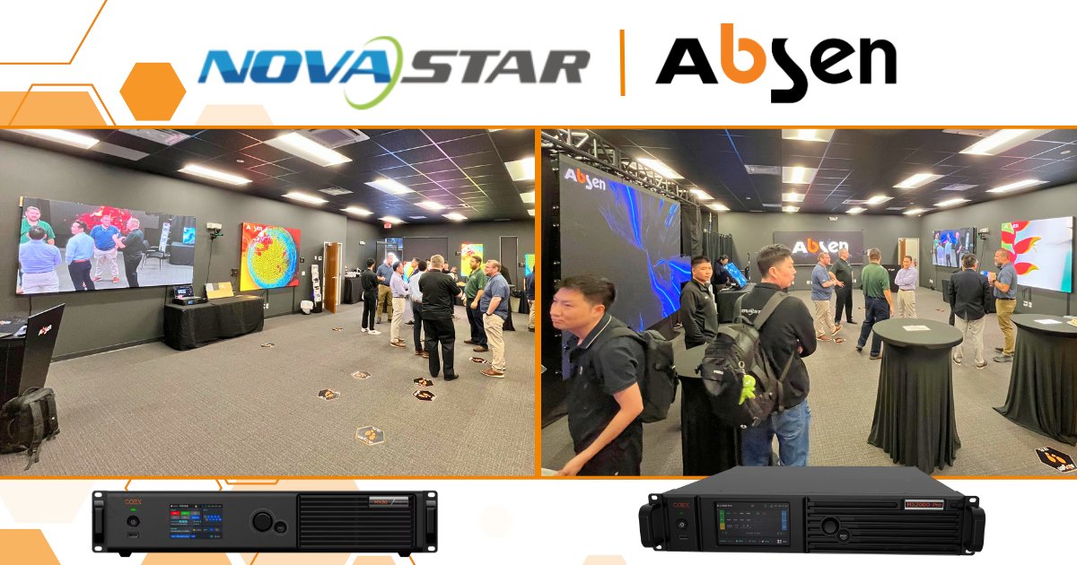 Absen_Inc's tweet image. The best visuals are powered by partnership ⚡️

Huge thanks to @novastartech for supporting our Orlando Open House with their COEX control system, powering a number of our #LEDWalls in our showroom.

#PartnerEcosystem #LEDTechnology #AVIntegration