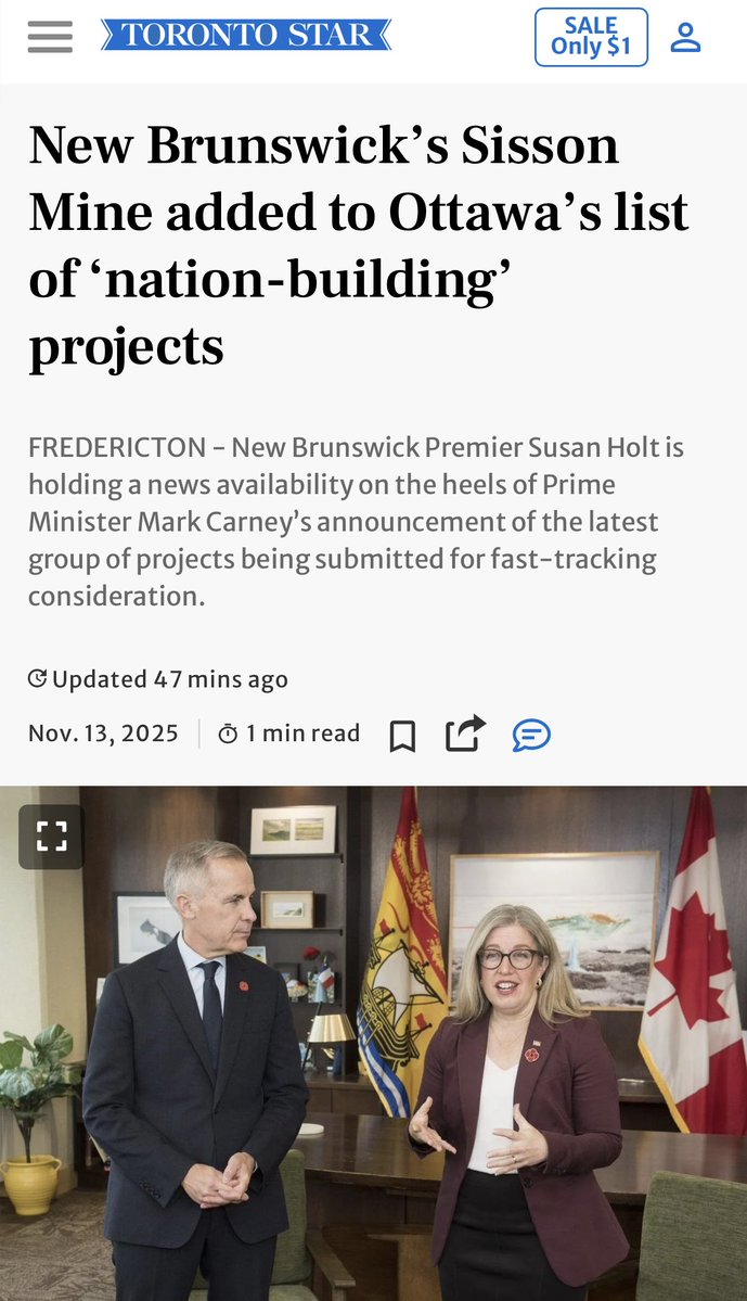 susanholt's tweet image. The Sisson mine has been added to the federal government’s major projects list, another clear sign of the role New Brunswick can play in the Canadian economy.

Together, we’ll ensure this opportunity strengthens our province, supports good paying jobs for New Brunswickers, and…