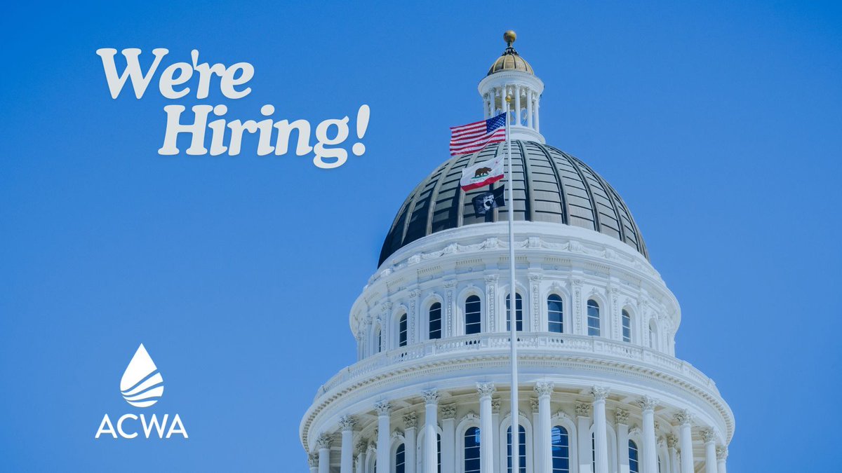 ACWAWater's tweet image. 📢ACWA is hiring! Come join our amazing staff as a State Relations Assistant. If you're ready to dive into #cawater policy, advocacy and regulatory work, learn more and apply here: buff.ly/10MPSBB #workforwater #caleg