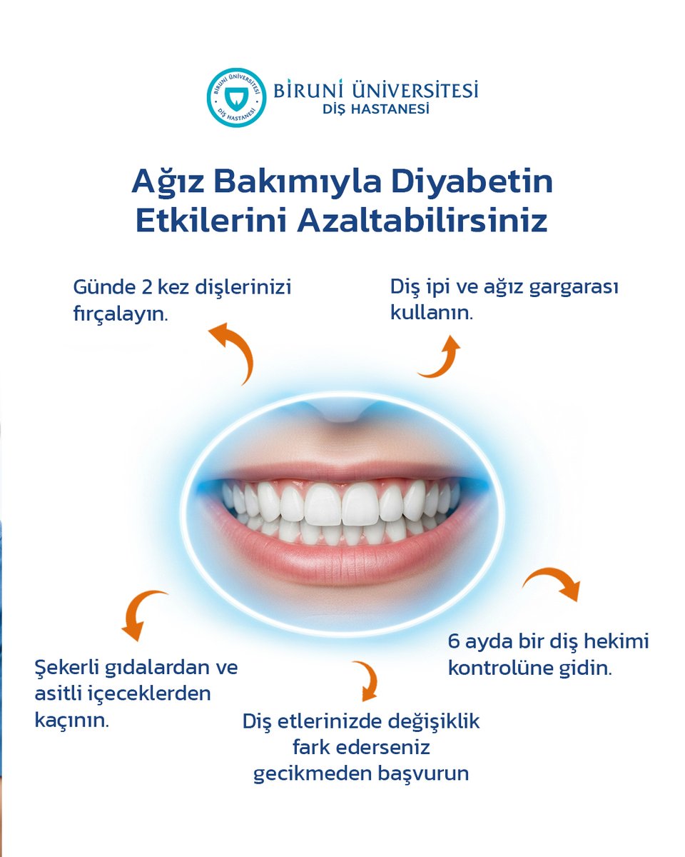 Diyabet, yalnızca kan şekerini değil; ağız ve diş sağlığını da etkiler.
Yüksek kan şekeri, diş eti dokularında iltihaplanmaya yol açabilir ve iyileşme sürecini yavaşlatır.

🩺 Diş etlerinizde kanama, şişlik veya hassasiyet varsa bu durum diyabetle ilişkili olabilir.