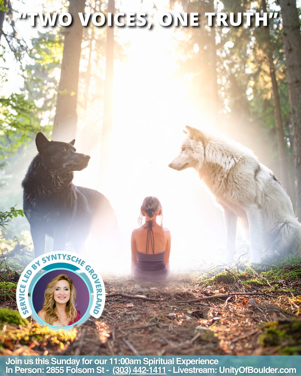UnityBoulder's tweet image. The ancient story of the two wolves—but the question isn&apos;t just which one you feed, but how you hold space for both.

Sunday Service: 11:00 AM

In-Person: 2855 Folsom St, Boulder
Livestream: UnityOfBoulder.com

#twowolves #innerwork