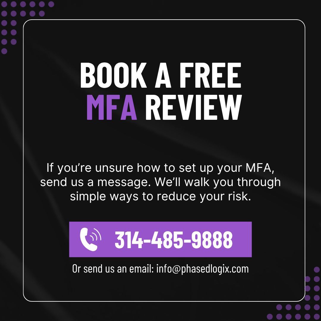 PhasedLogix's tweet image. MFA is great, but not all methods are equally secure. Use hardware keys, number matching, or FIDO2 for stronger protection. Need help setting up or upgrading your MFA? Contact us! #CyberSecurity #MFA #SmallBusinessSecurity