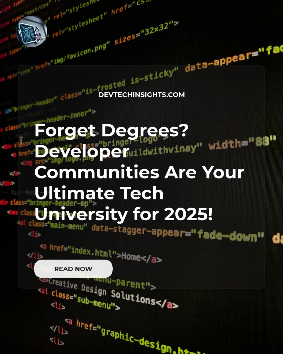KhansbArkhan's tweet image. Degrees are SO 2024! 🎓 Developer communities are the ultimate tech university for 2025. Level up your stack, gain ...

See the article:
devtechinsights.com/developer-comm…

#DevComms #TechEd #SkillUp #WebDev #FutureOfWork #CodingLife #NoDegree