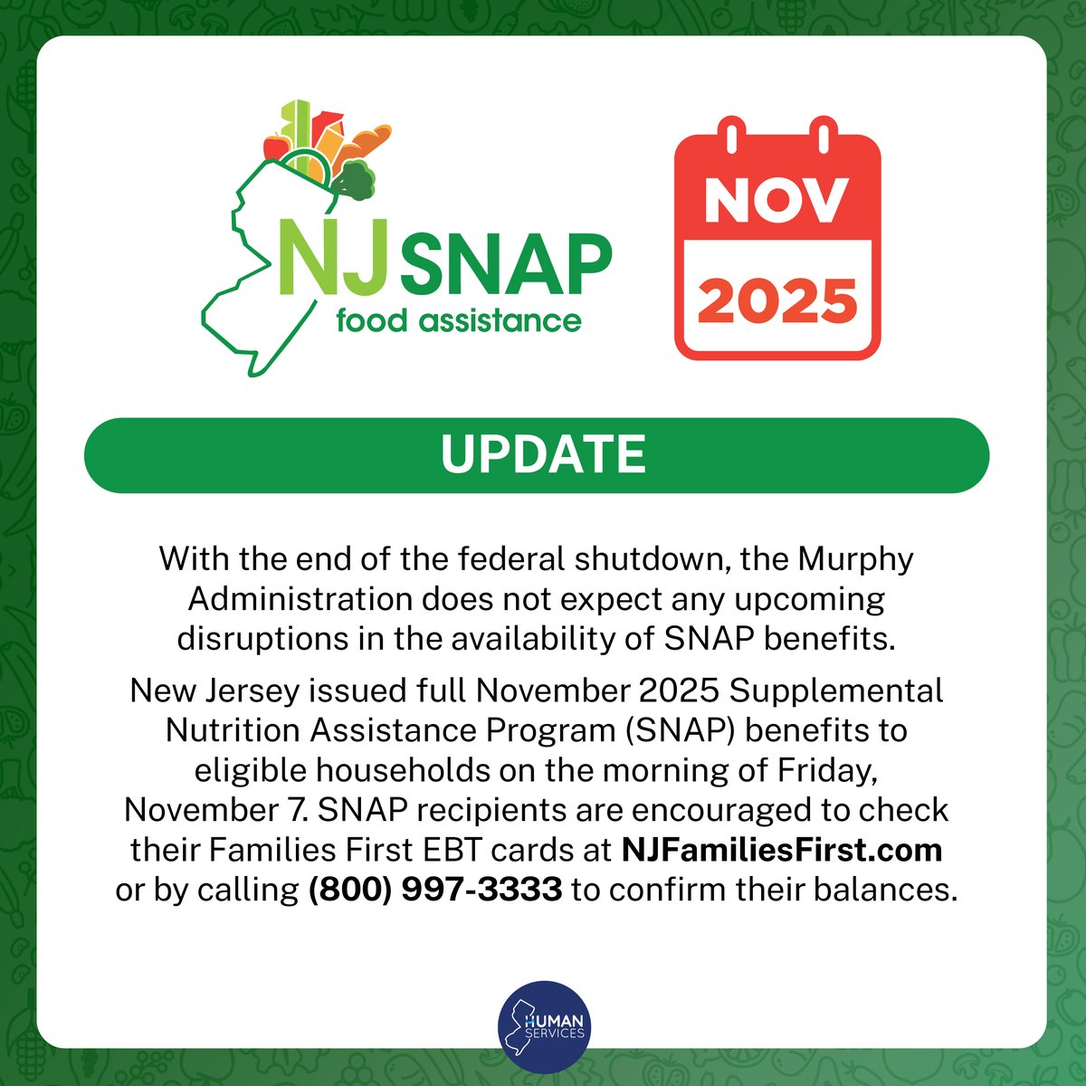 If your household continues to need assistance, please visit nj.gov/SNAPshutdown for available resources.