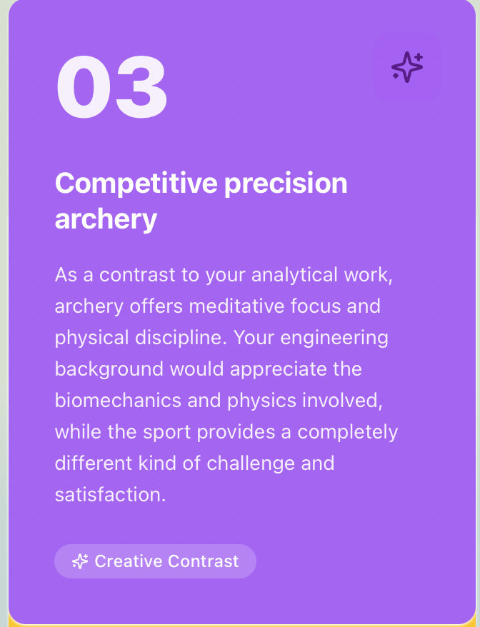 My LinkedIn data tells me that I need to get a life outside of work by taking up competitive kite flying with custom aerodynamic designs.
Harness your data to find your hidden passion: app.vana.com #datarevolution <a href="/vana/">vana</a>