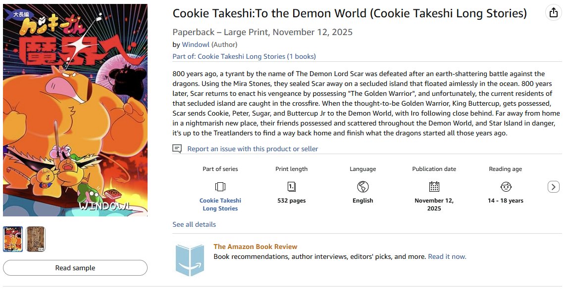 CryptidPunk's tweet image. Windowl's just released his largest book yet!!

COOKIE TAKESHI: TO THE DEMON WORLD 🐱🦁🌟👹

Now available on Amazon and Ko-fi! 📕☕

Windowl and I are also gonna collab on stream in celebration! He's live now and I'll go live @ 7:30 PM EST! Hope to see y'all there!

Links below!
