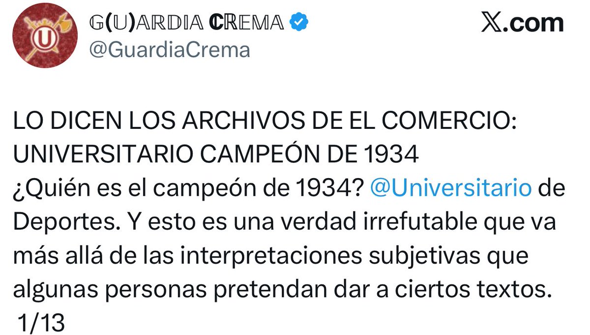 - Señor hincha de universitario, por favor muestre un solo boletín que comunique que la Liga declaró como campeón del año 1934 a universitario.

- LO DICEN LOS ARCHIVOS DE “EL COMERCIO” 

Perdón pero … jajajajajajajajajajajajajajajajajajajajajajajajajajajajajajajaaaaaa

Y ojo