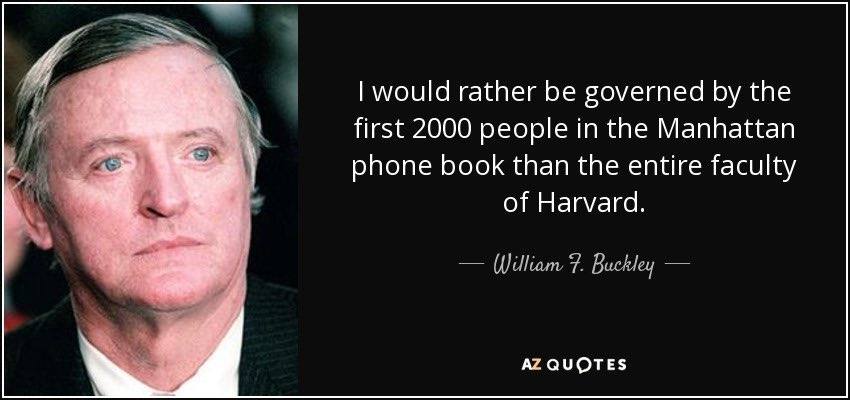 TheHootyman's tweet image. Thus the quote (and truism) from William F Buckley Jr.