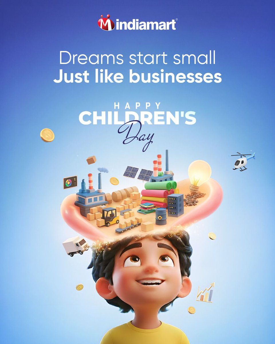 IndiaMART's tweet image. Every successful entrepreneur was once a kid with a dream. Here’s to the dreamers✨

Happy Children’s Day!

#IndiaMART #childrensday #dream #childhood #children #topical #trend #trending #businesses #businessowner #Success #kaamyahibantahai